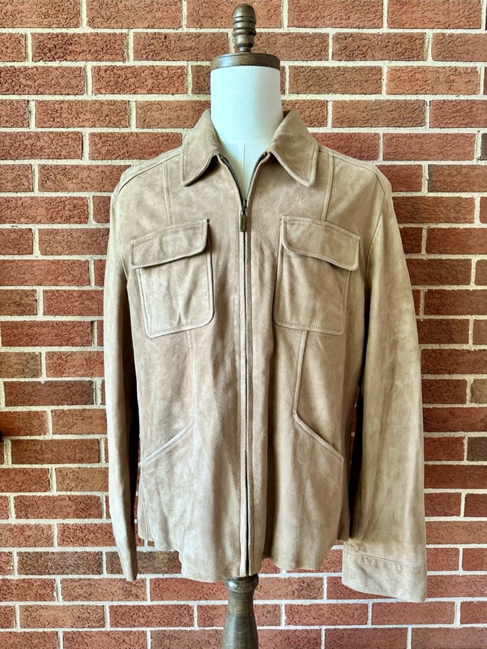 Cole Haan Beige Field Jacket Zip Closure Flap Pockets Heavyweight Men's L - Picture 5 of 11